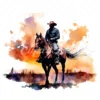 20 High-Quality Western Cowboy Silhouette Clipart - Cowboy digital watercolor JPG instant download for commercial use - Digital download