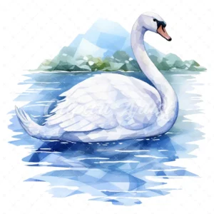 19 High-Quality Swan Origami Clipart - Swan origami digital watercolor JPG instant download for commercial use - Digital download