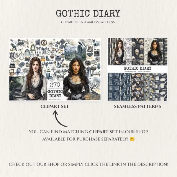 Gothic Diary Seamless Patterns, Gothic halloween JPEG, Skull sigils pattern, Rose, Floral, Haunted repeating pattern,Digital scrapbook paper