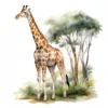 20 High-Quality Forest Giraffe Clipart - Forest giraffe digital watercolor JPG instant download for commercial use - Digital download
