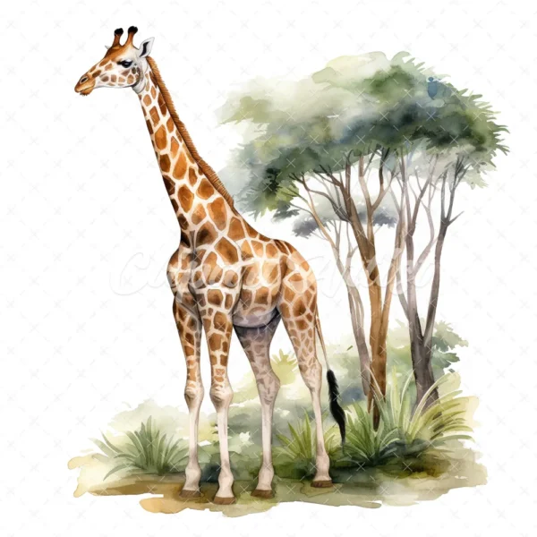 20 High-Quality Forest Giraffe Clipart - Forest giraffe digital watercolor JPG instant download for commercial use - Digital download