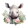 20 High-Quality Baby Rhino Clipart - Baby rhino digital watercolor JPG instant download for commercial use - Digital download