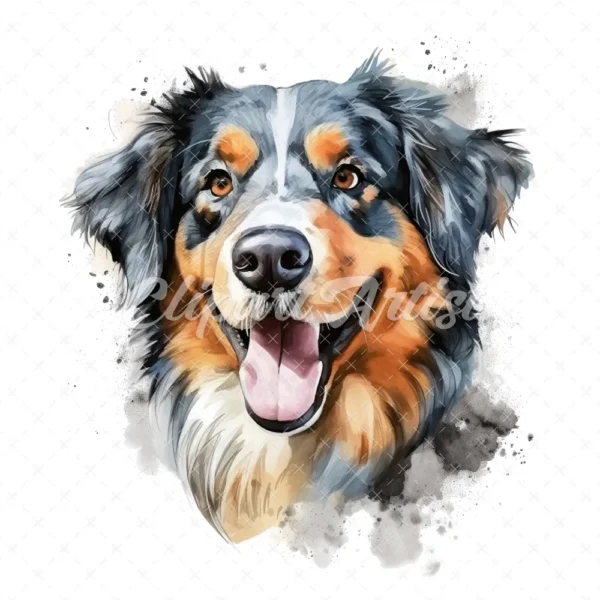 20 High-Quality Australian Shepherd Clipart - Shepherd digital watercolor JPG instant download for commercial use - Digital download