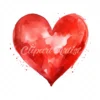20 High-Quality Red Heart Clipart - Red heart digital watercolor JPG instant download for commercial use - Digital download