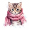 18 High-Quality Kittens With Scarf Clipart - Kittens scarf digital watercolor JPG instant download for commercial use - Digital download