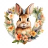 20 High-Quality Bunny in Heart Wreath Clipart - Bunny wreath digital watercolor JPG instant download for commercial use - Digital download