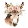 20 High-Quality Floral Donkey Clipart - Floral donkey digital watercolor JPG instant download for commercial use - Digital download
