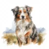 20 High-Quality Australian Shepherd Clipart - Shepherd dog digital watercolor JPG instant download for commercial use - Digital download