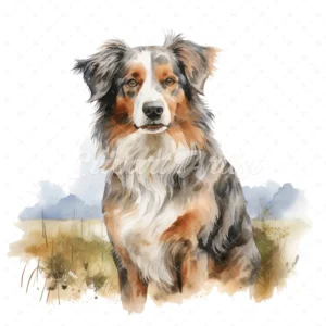 20 High-Quality Australian Shepherd Clipart - Shepherd dog digital watercolor JPG instant download for commercial use - Digital download