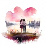 20 High-Quality Loving Couple Clipart - Loving couple digital watercolor JPG instant download for commercial use - Digital download