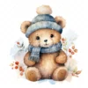 20 High-Quality Winter Teddy Bear Clipart - Winter teddy bear digital watercolor JPG instant download for commercial use - Digital download