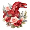 20 High-Quality Red Floral Dinosaur Clipart - Red dinosaur digital watercolor JPG instant download for commercial use - Digital download