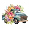 19 High-Quality Floral Truck Clipart - Floral truck digital watercolor JPG instant download for commercial use - Digital download