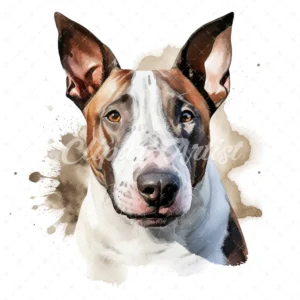 20 High-Quality Bull Terrier Portrait Clipart - Bull terrier digital watercolor JPG instant download for commercial use - Digital download