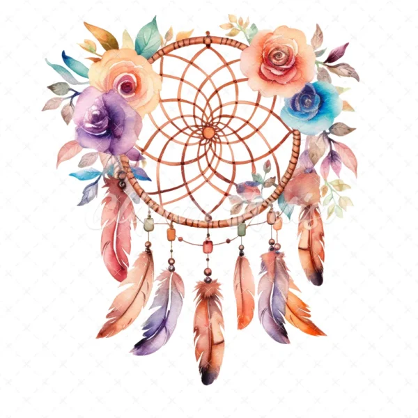 20 High-Quality Dreamcatcher Clipart - Dreamcatcher digital watercolor JPG instant download for commercial use - Digital download