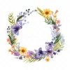 20 High-Quality Wildflowers Wreath Clipart - Wildflower wreath digital watercolor JPG instant download for commercial use - Digital download