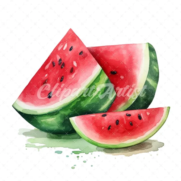 20 High-Quality Watermelon Clipart - Watermelon digital watercolor JPG instant download for commercial use - Digital download