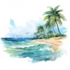 20 High-Quality Tropical Beach Clipart - Tropical beach digital watercolor JPG instant download for commercial use - Digital download