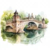 19 High-Quality Bridge on River Clipart - Bridge on river digital watercolor JPG instant download for commercial use - Digital download