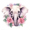 20 High-Quality Floral Cute Elephants Clipart - Cute elephants digital watercolor JPG instant download for commercial use - Digital download