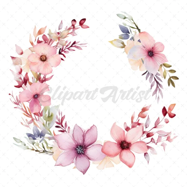 20 High-Quality Floral Wreaths Clipart - Floral Wreath digital watercolor JPG instant download for commercial use - Digital download