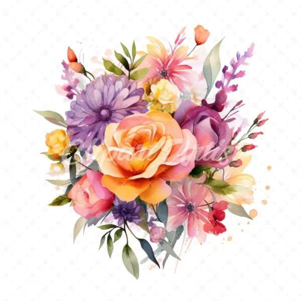 20 High-Quality Flower Bouquet Clipart - Flower bouquet digital watercolor JPG instant download for commercial use - Digital download