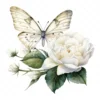 19 High-Quality White Butterfly Rose Clipart -White Butterfly digital watercolor JPG instant download for commercial use - Digital download