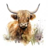 19 High-Quality Highland Cow in Grass Clipart - Highland cow digital watercolor JPG instant download for commercial use - Digital download