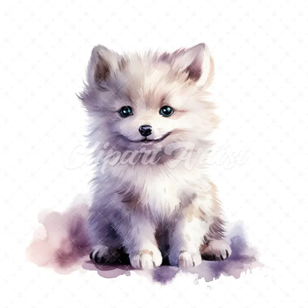 20 High-Quality Fluffy Sitting Dogs Clipart - Fluffy dogs digital watercolor JPG instant download for commercial use - Digital download