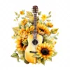 20 High-Quality Sunflowers Guitars Clipart - Sunflowers guitar digital watercolor JPG instant download for commercial use - Digital download
