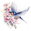 20 High-Quality Floral Swallow Clipart - Floral swallow digital watercolor JPG instant download for commercial use - Digital download