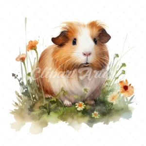 20 High-Quality Floral Guinea Pig Clipart - Cute floral pig digital watercolor JPG instant download for commercial use - Digital download