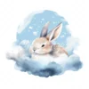 20 High-Quality Sleeping Bunny Clipart - Sleeping bunny digital watercolor JPG instant download for commercial use - Digital download