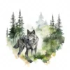 20 High-Quality Forest Grey Wolf Clipart - Forest grey wolf digital watercolor JPG instant download for commercial use - Digital download
