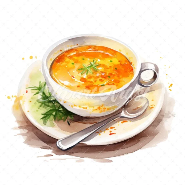 20 High-Quality Soup Clipart - Soup digital watercolor JPG instant download for commercial use - Digital download