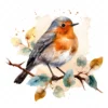 20 High-Quality Robin on Dry Leaf Clipart - Birds digital watercolor JPG instant download for commercial use - Digital download