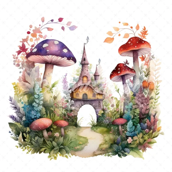 20 High-Quality Enchanted Fairy Forest Clipart - Fairy forest digital watercolor JPG instant download for commercial use - Digital download
