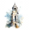 20 High-Quality Bell Tower Clipart - Bell tower digital watercolor JPG instant download for commercial use - Digital download
