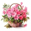 20 High-Quality Azaleas Basket Clipart - Azaleas basket digital watercolor JPG instant download for commercial use - Digital download