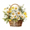 20 High-Quality Daisies Basket Clipart - Daisies basket digital watercolor JPG instant download for commercial use - Digital download