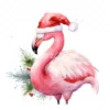 20 High-Quality Flamingo Santa Hat Clipart - Flamingo hat digital watercolor JPG instant download for commercial use - Digital download