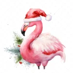 20 High-Quality Flamingo Santa Hat Clipart - Flamingo hat digital watercolor JPG instant download for commercial use - Digital download