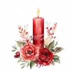 20 High-Quality Red Floral Candles Clipart - Red candle flower digital watercolor JPG instant download for commercial use - Digital download