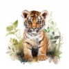 20 High-Quality Forest Tiger Cub Clipart - Forest tiger cub digital watercolor JPG instant download for commercial use - Digital download