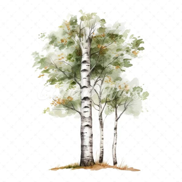 19 High-Quality Birch Tree Clipart - Birch tree digital watercolor JPG instant download for commercial use - Digital download