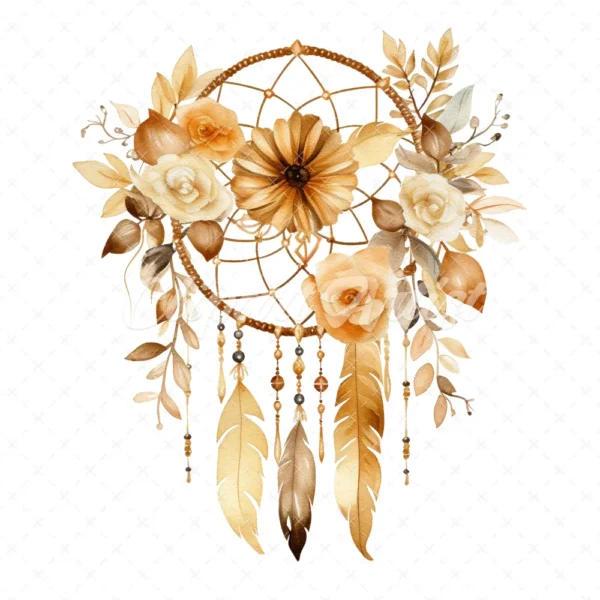 20 High-Quality Boho Dreamcatcher Clipart - Boho dreamcatcher digital watercolor JPG instant download for commercial use - Digital download