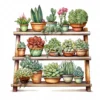 20 High-Quality Succulent Rack Clipart - Succulent rack digital watercolor JPG instant download for commercial use - Digital download