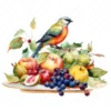 20 High-Quality Bird on Fruits Table Clipart - Bird fruits digital watercolor JPG instant download for commercial use - Digital download