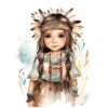 20 High-Quality Native American Girl Clipart - Native american digital watercolor JPG instant download for commercial use - Digital download
