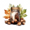 20 High-Quality Acorns Jar Clipart - Acorns jar digital watercolor JPG instant download for commercial use - Digital download